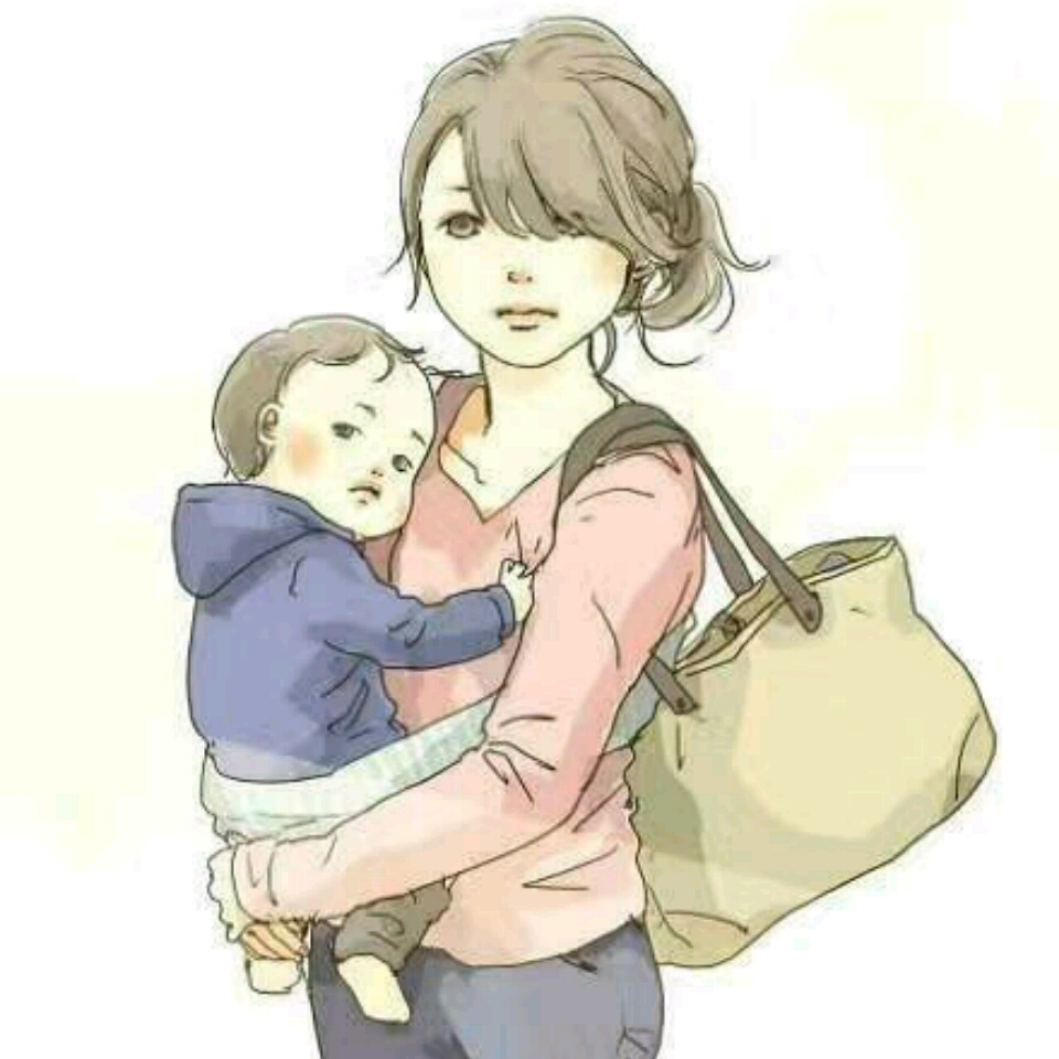 Аниме мать с ребенком на руках