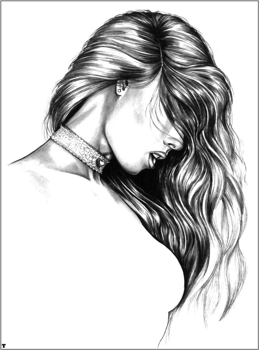 Рисунки карандашом девушки со спины