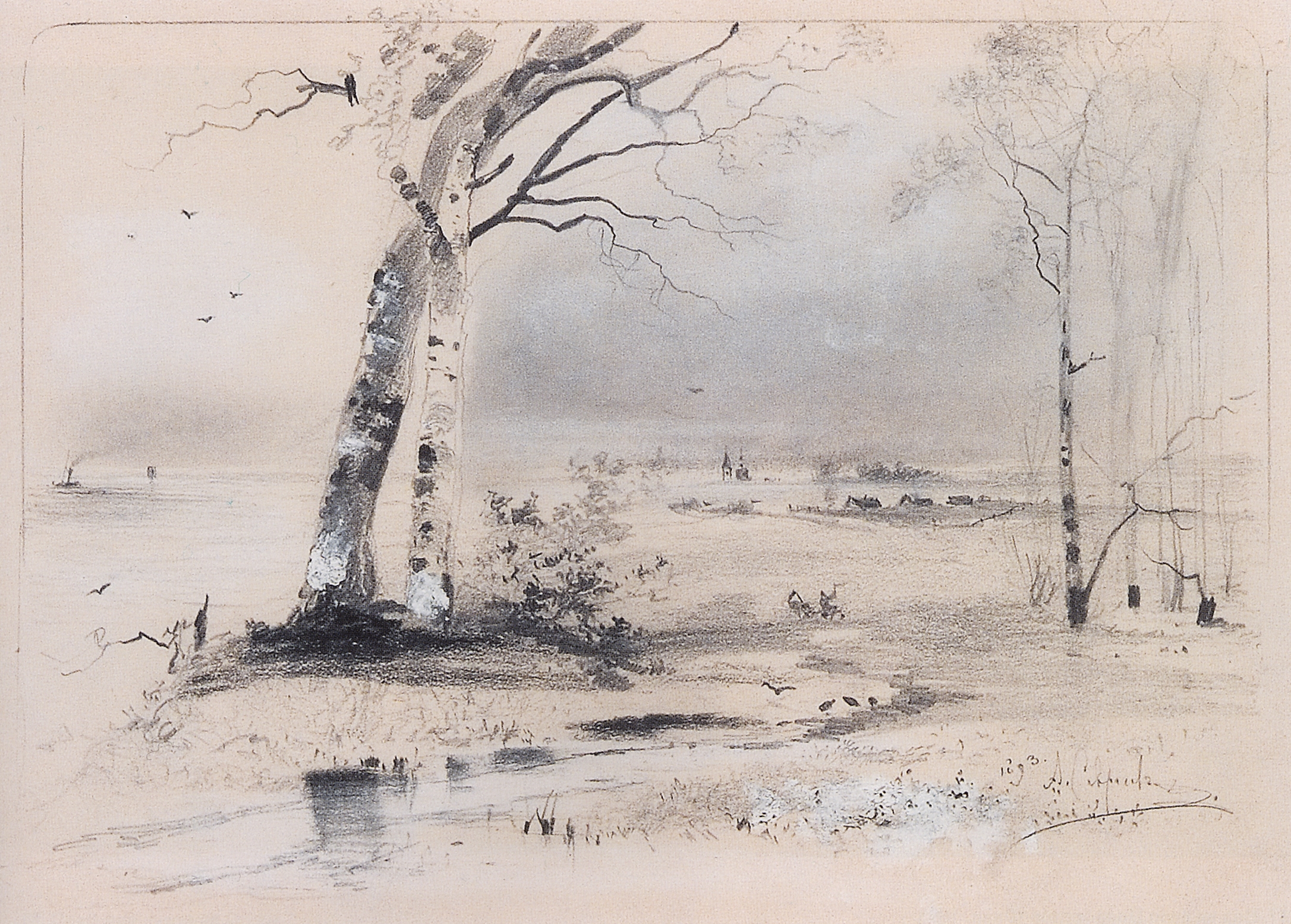 Алексей Кондратьевич Саврасов ранняя Весна берёзы у реки 1893