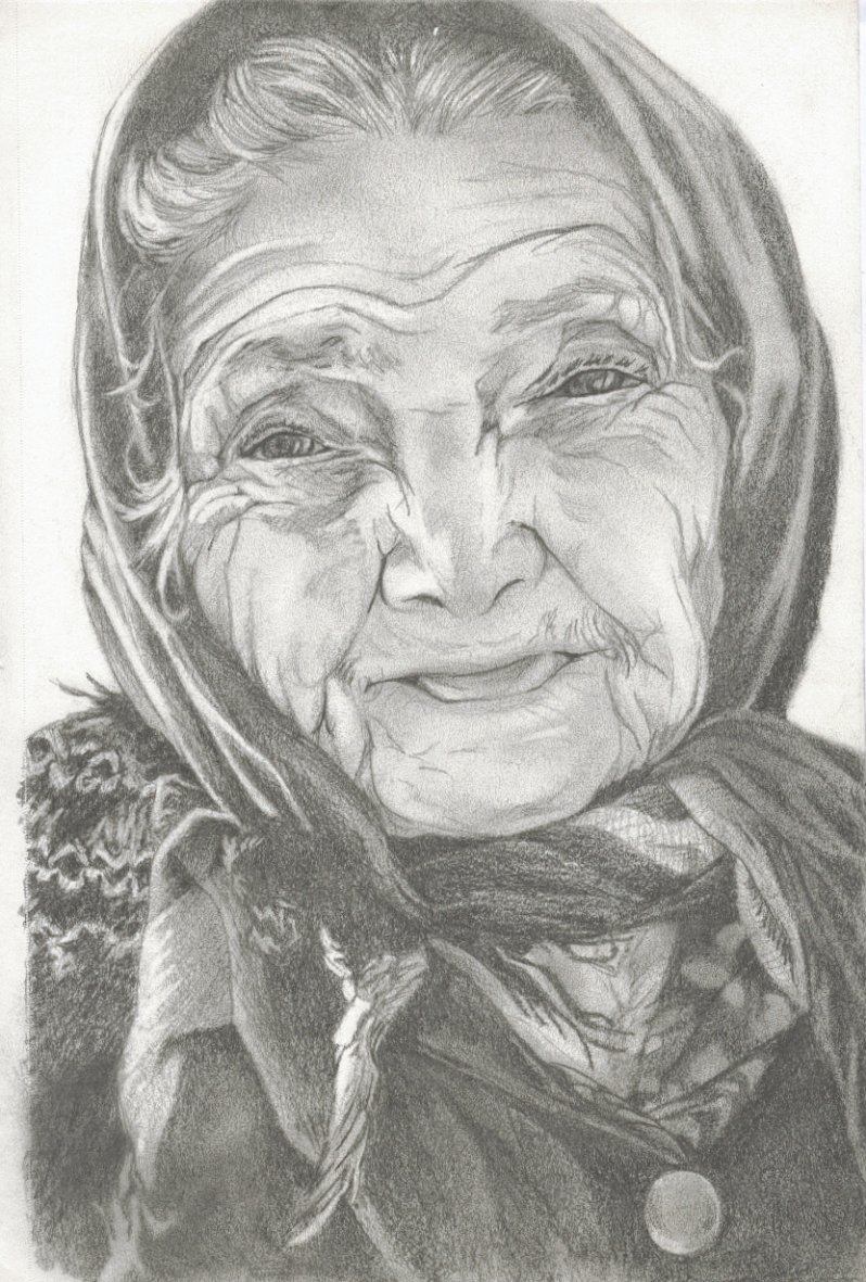 Портрет бабушки карандашом