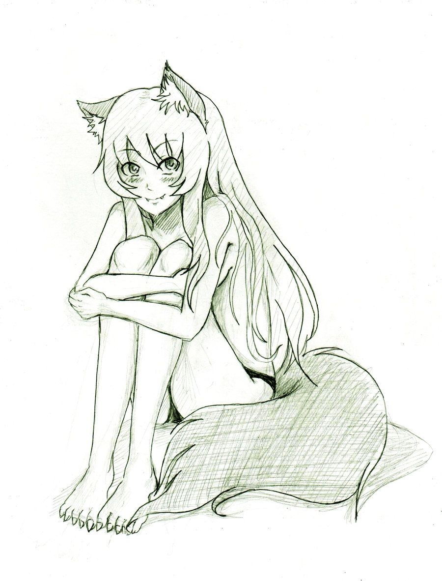 Девушка кошка рисунок карандашом