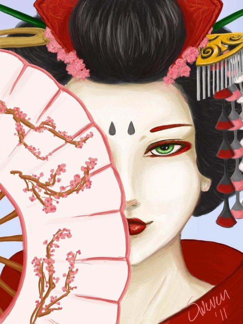Японская живопись гейши Geisha Art гейша иллюстрация Japanese Art