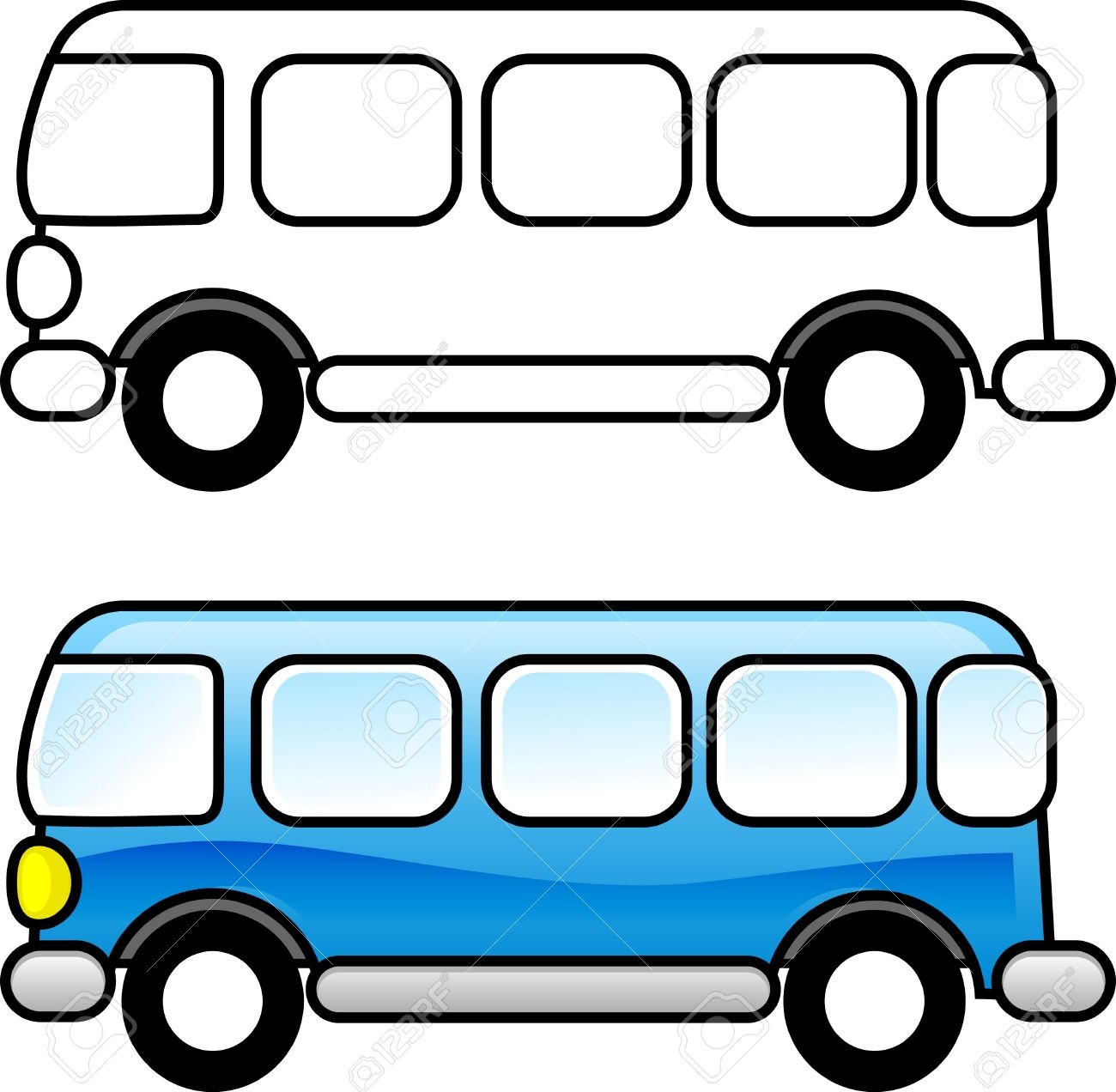 Трафарет автобуса для рисования