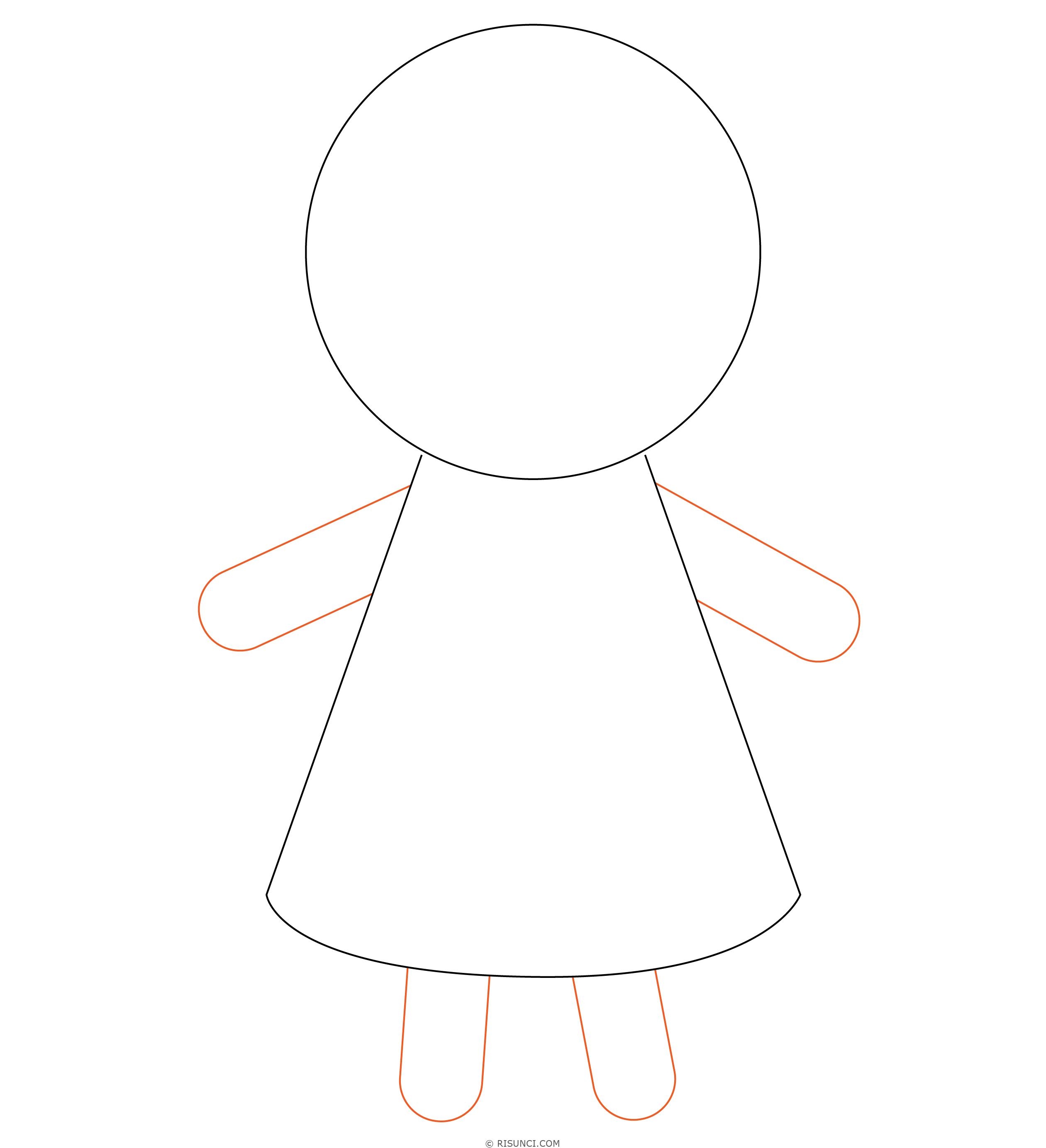 Девочка в платье поэтапное рисование