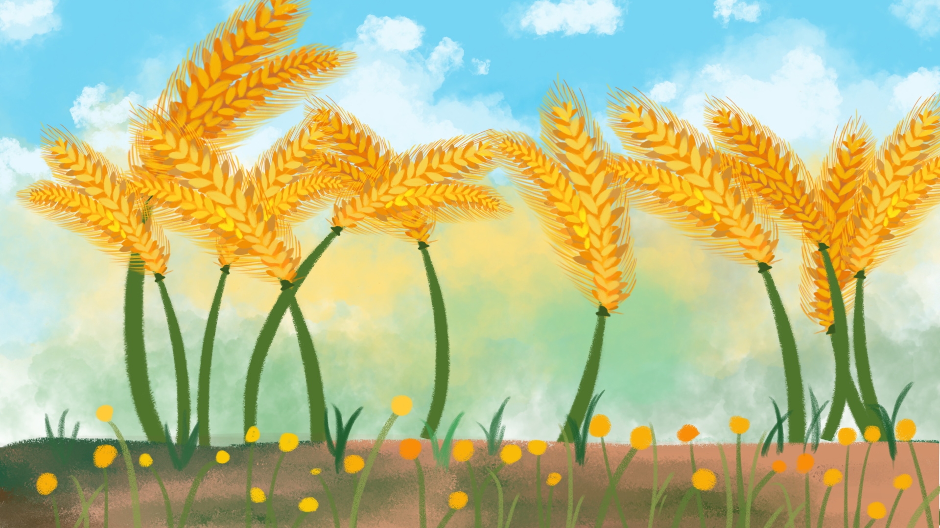 Рисование пшеничное поле