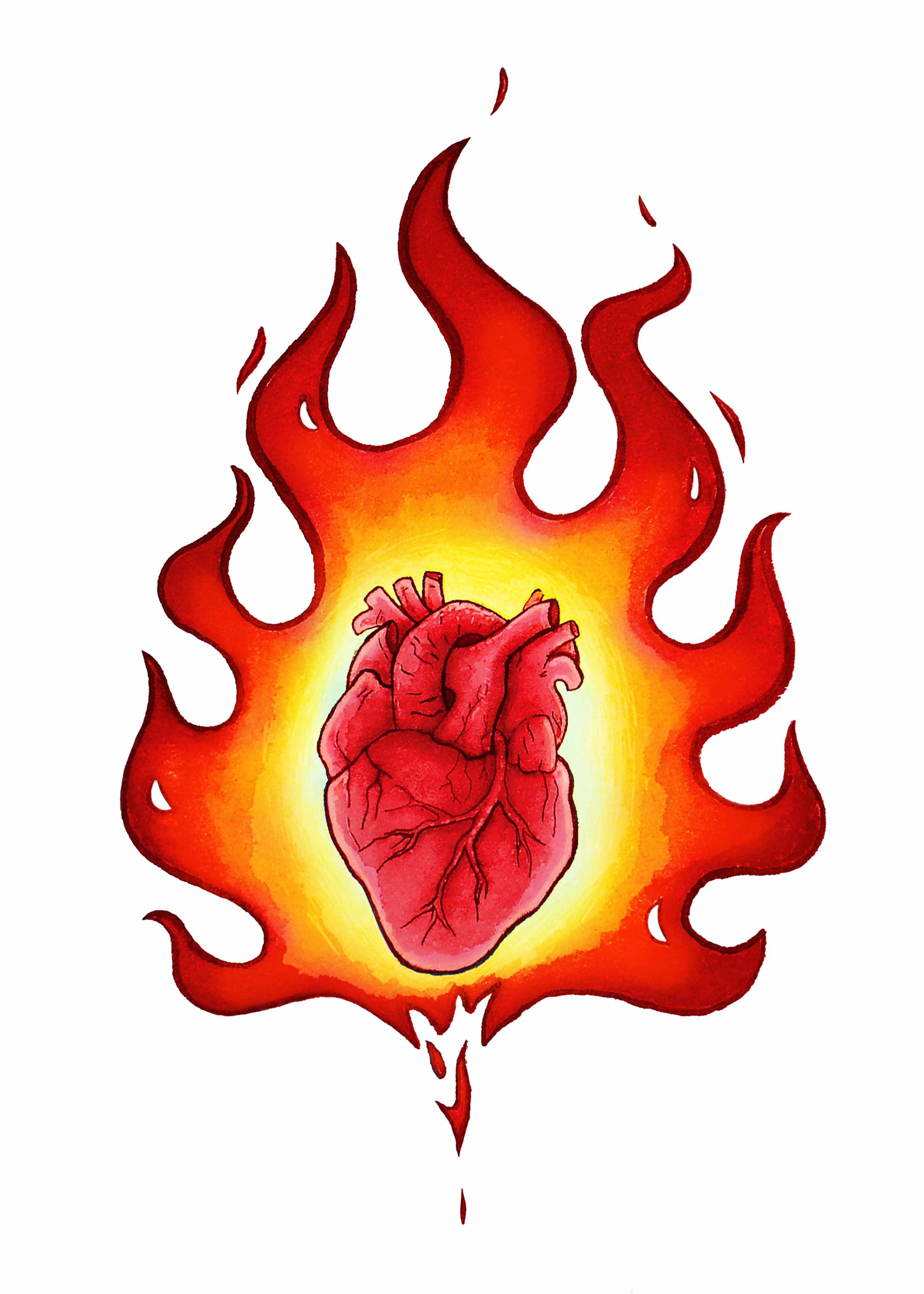 Человеческое сердце в огне