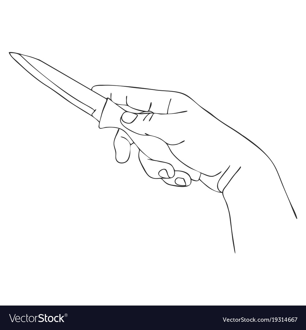 Зарисовки рук с ножом