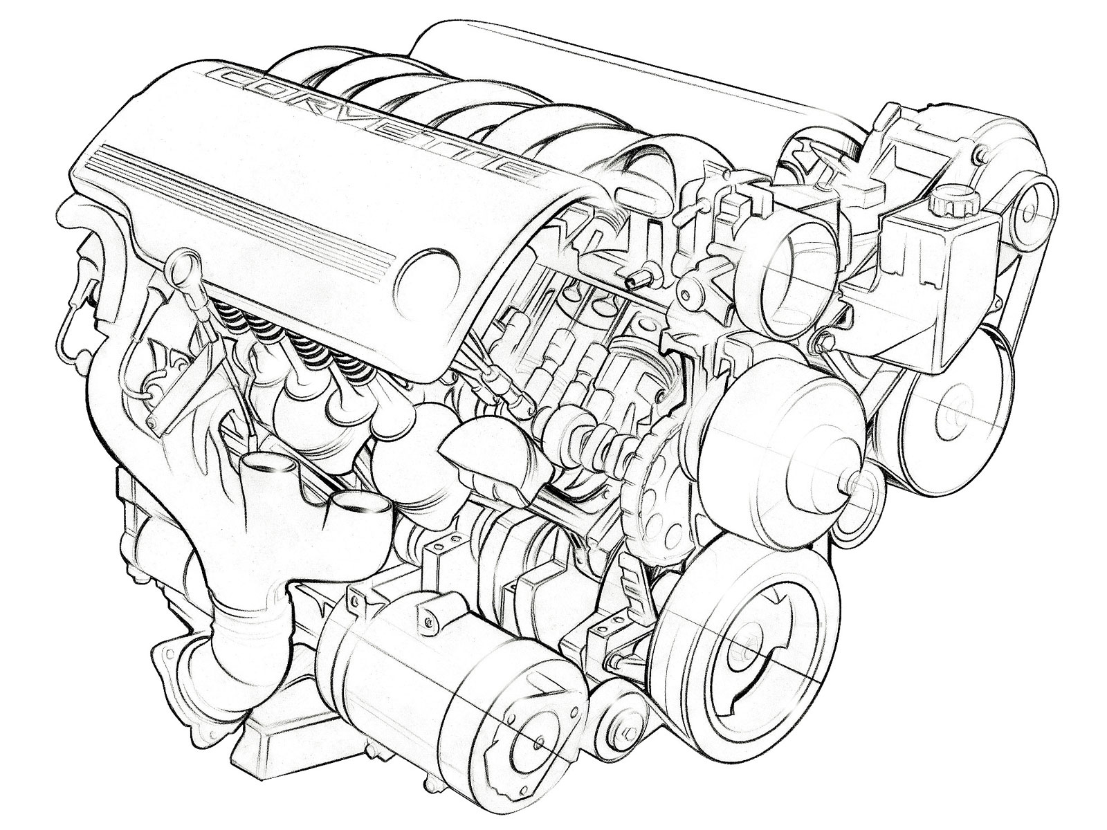 Схематичное изображение двигателя