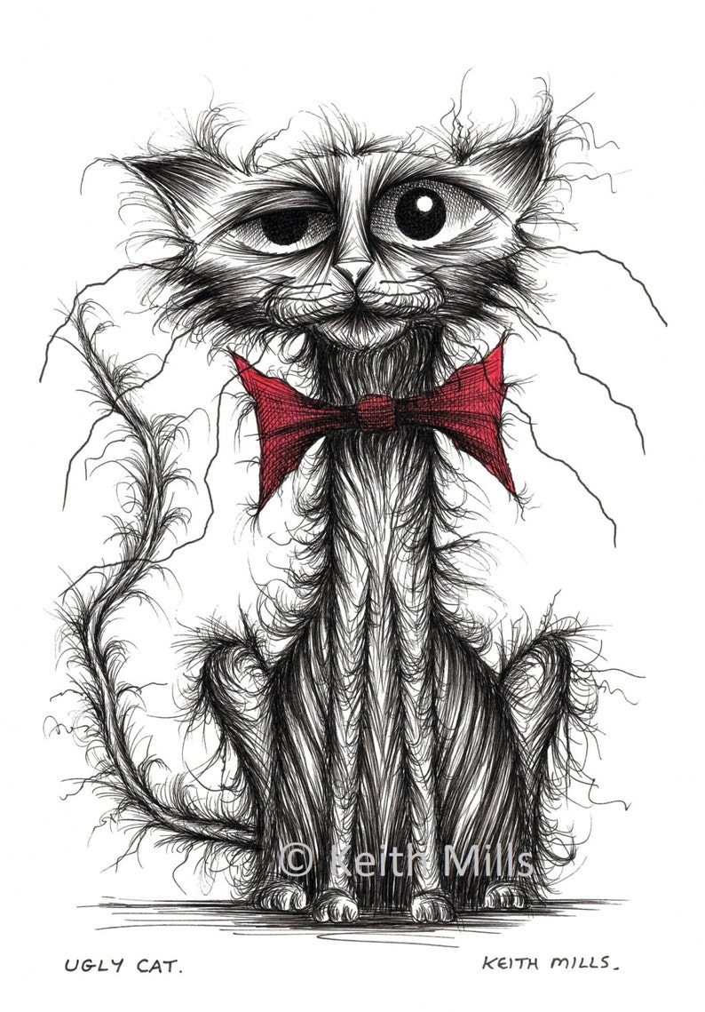 Рисованный злой кот