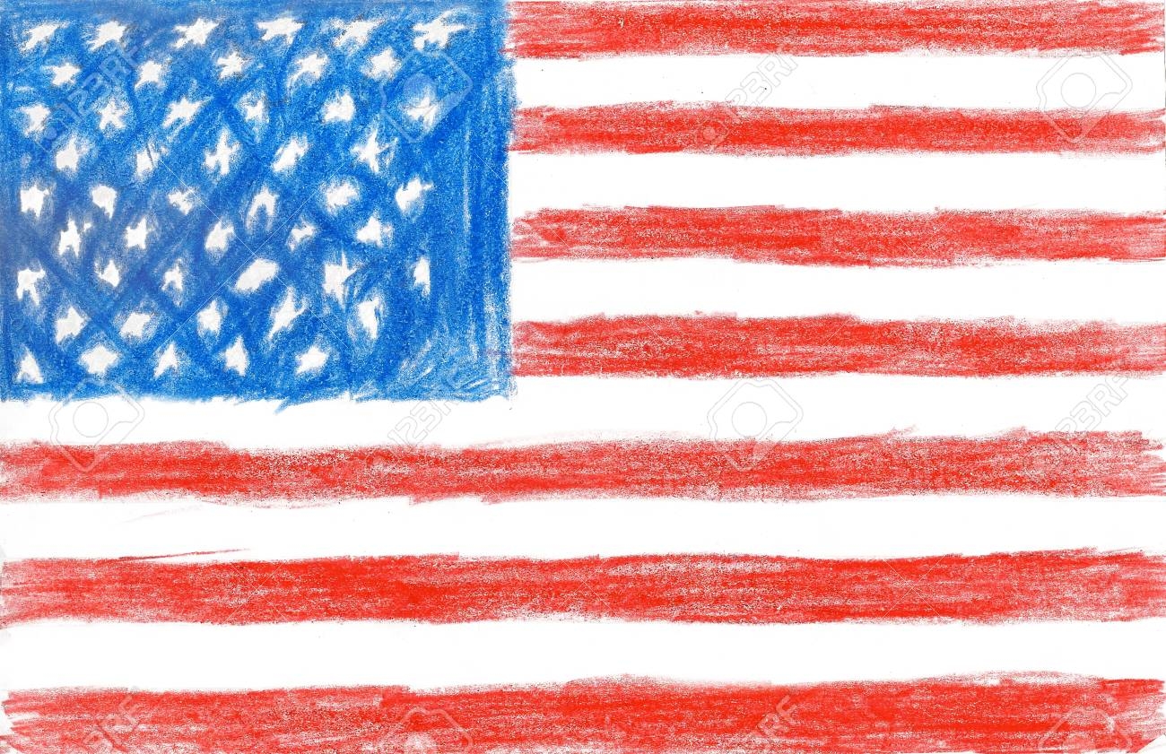Американский флаг карандашом