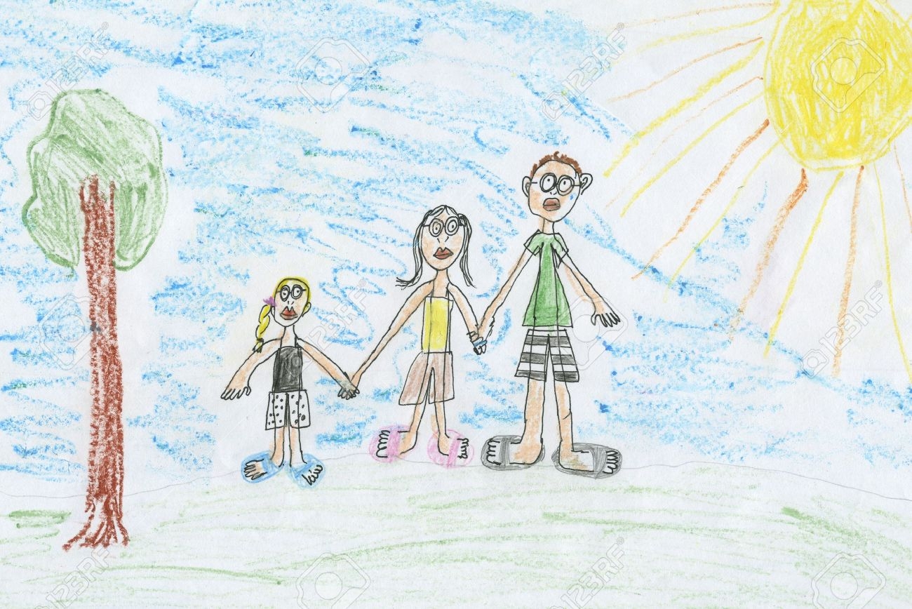 Семья рисунок карандашом цветной