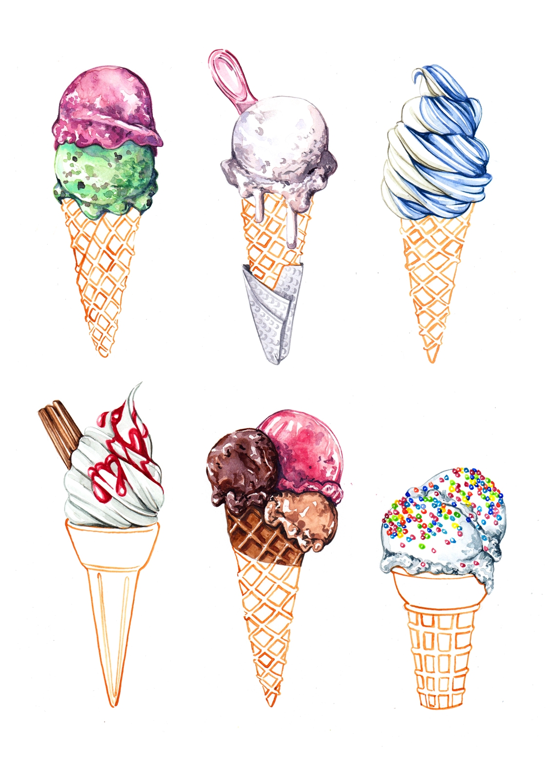 Цветное мороженое рисовать