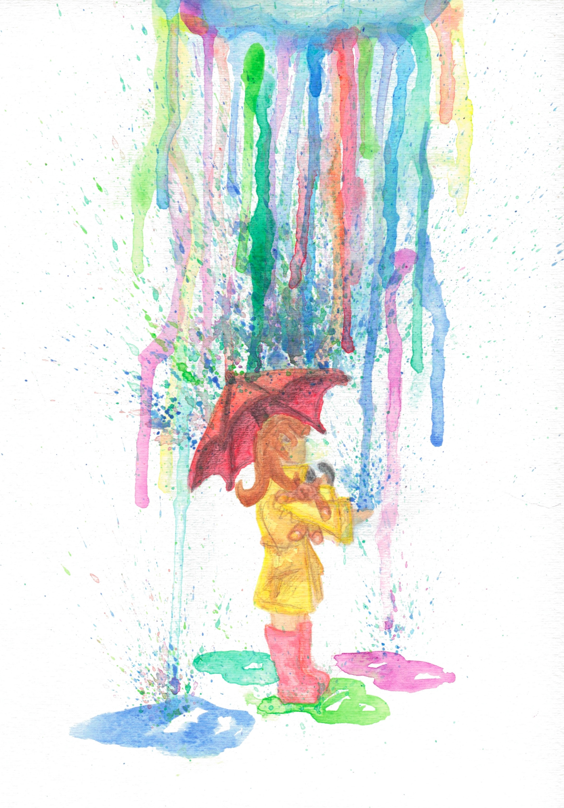 Рисование разноцветный дождик