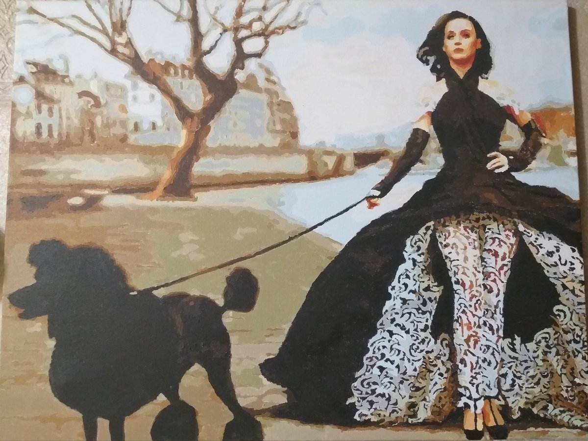Картина дама с собачкой Шишкин