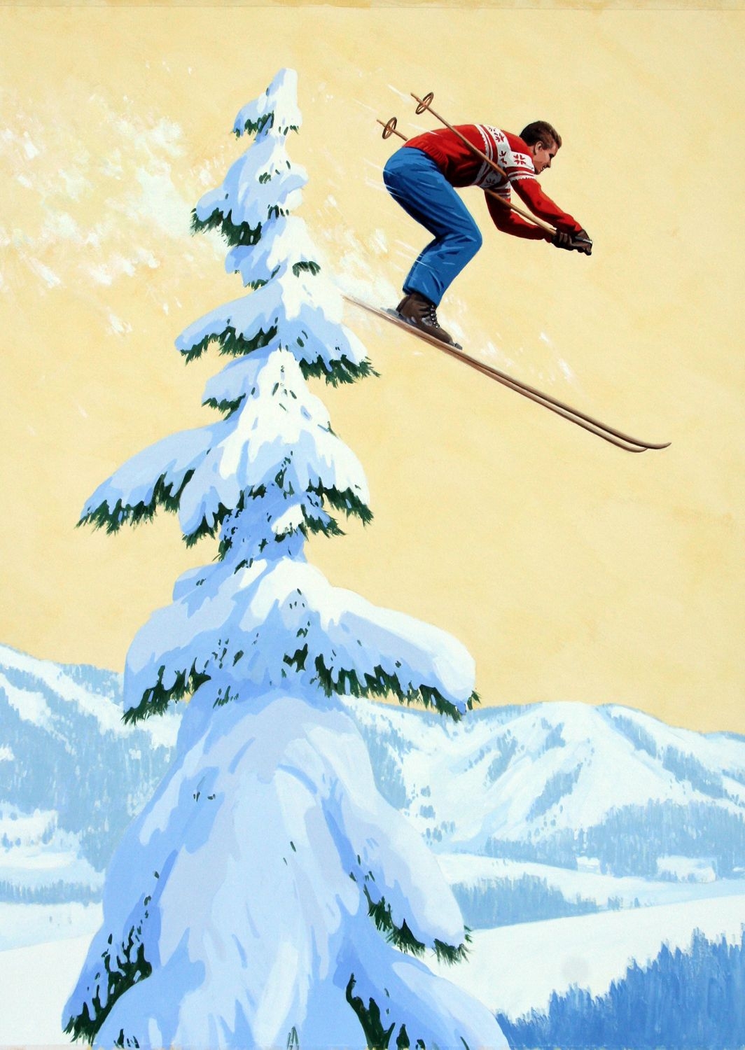 Ретро лыжник