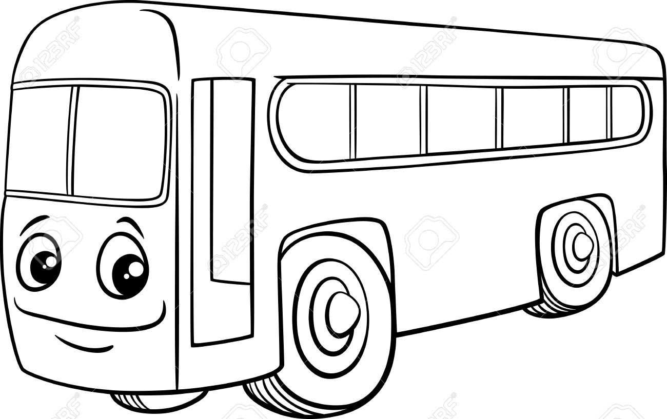 Автобус раскраска для детей на прозрачном фоне