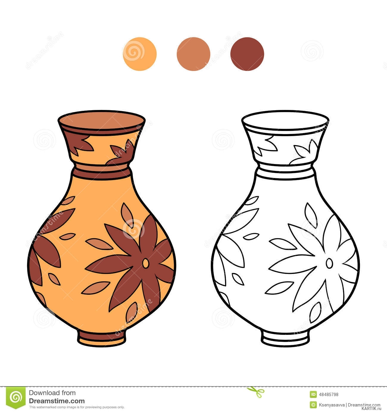 Раскраска глиняная ваза