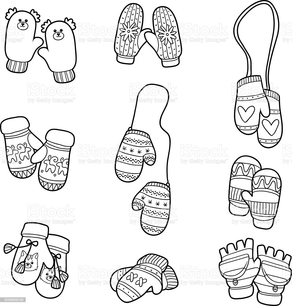 Раскраски варежки, носки для детей