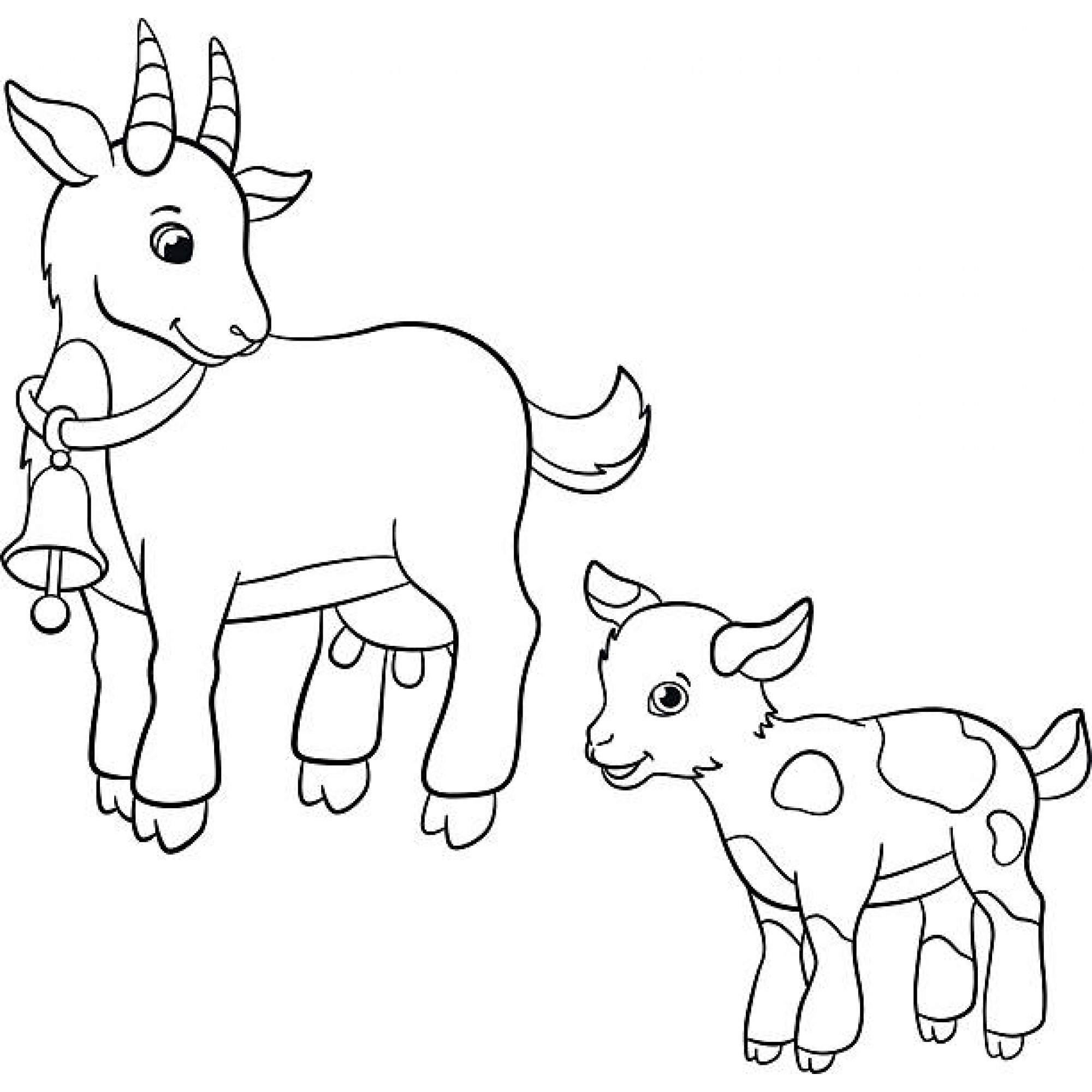 Коза с козленком раскраска для малышей