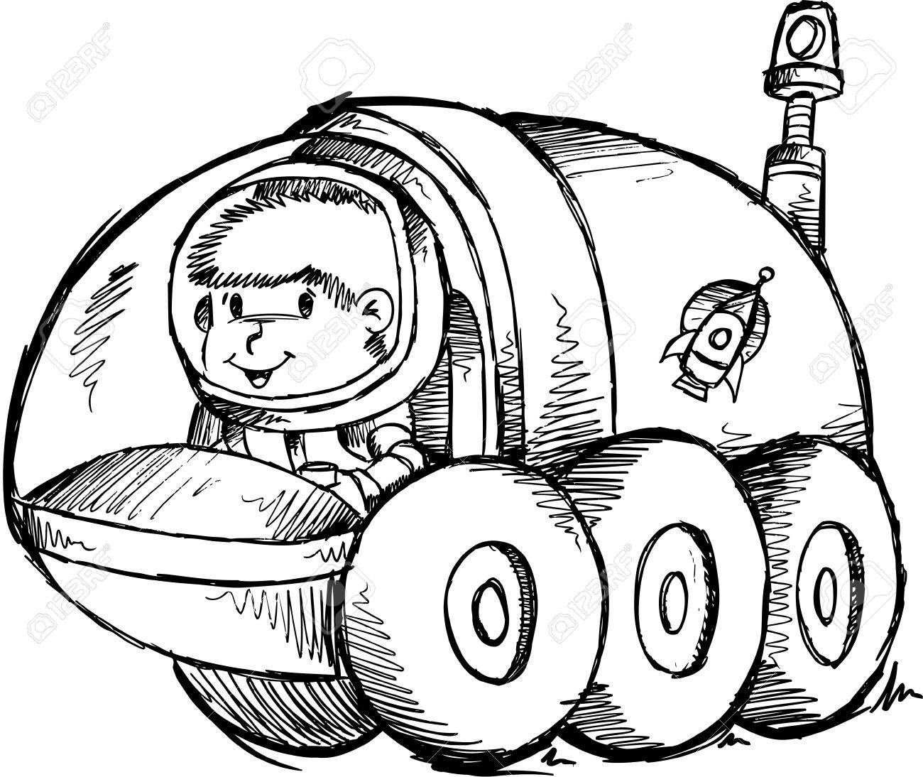 Луноход с космонавтом рисунок
