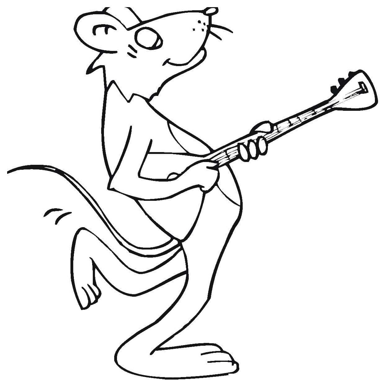 Мышонок с гитарой раскраска