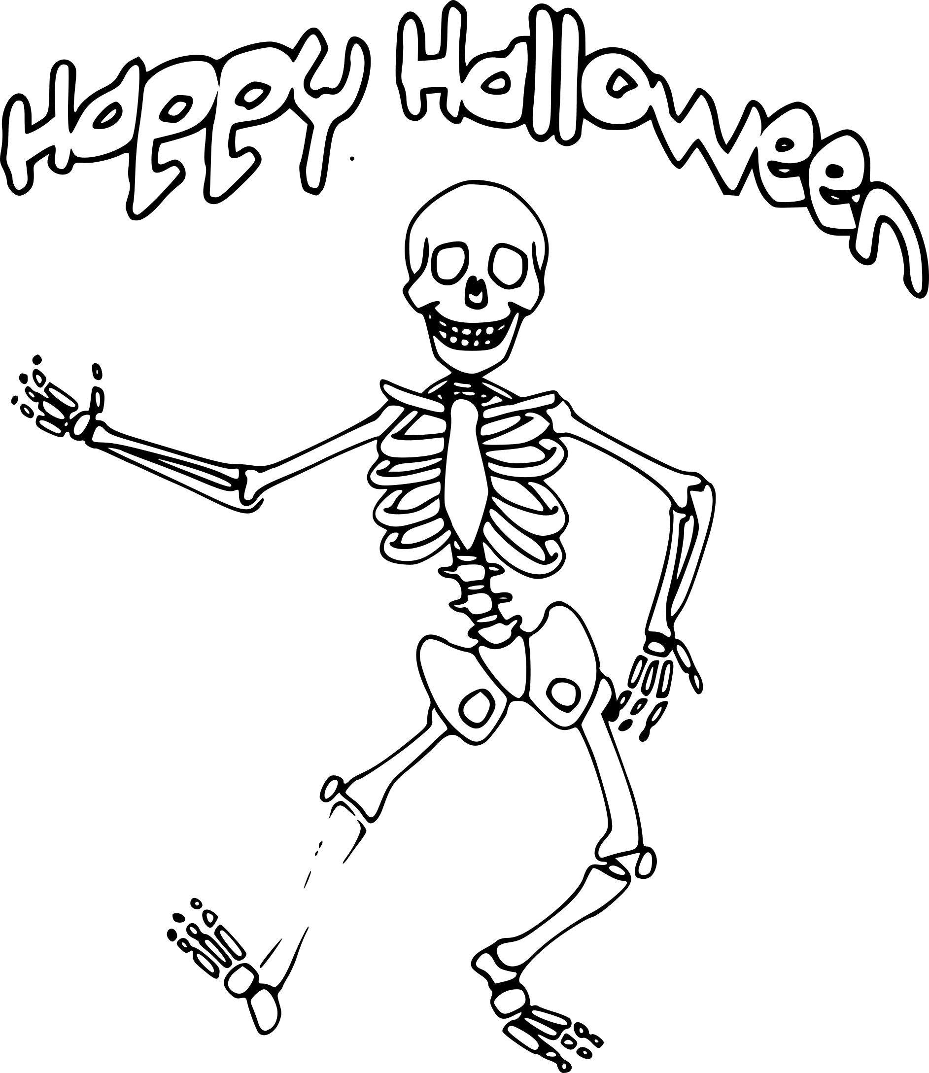Скелет на Хэллоуин рисунок