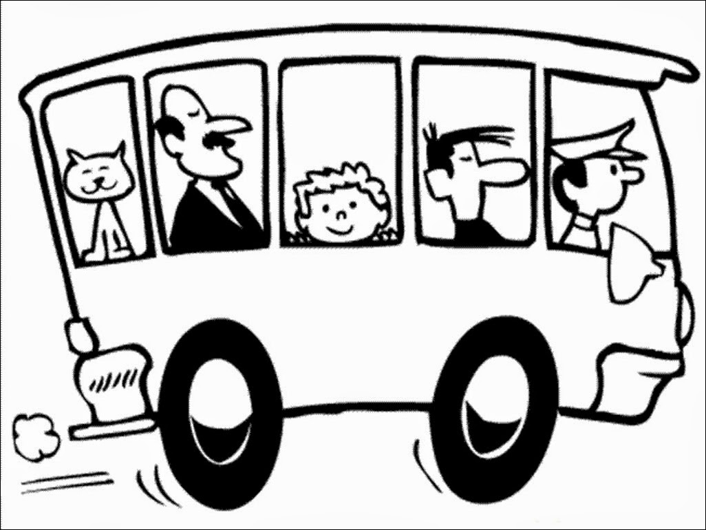 Раскраска автобус с пассажирами