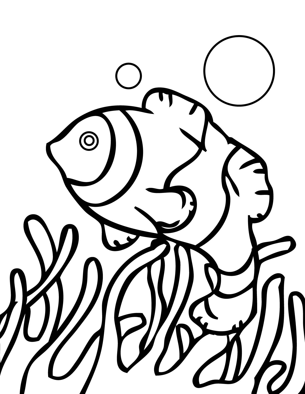Рыбка с водорослями раскраска