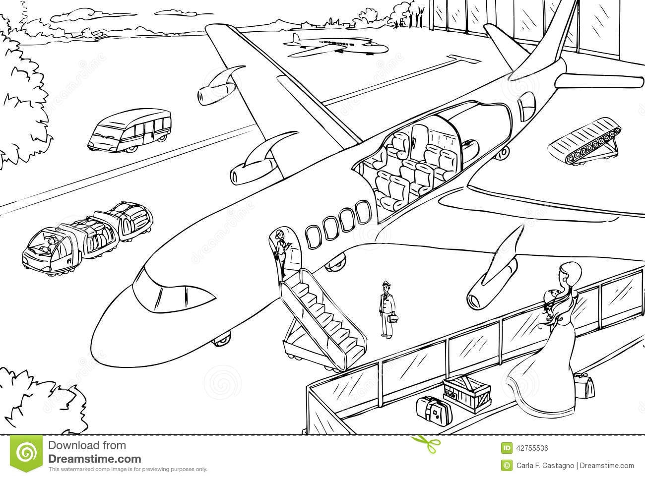 Раскраска аэропорт с самолетами