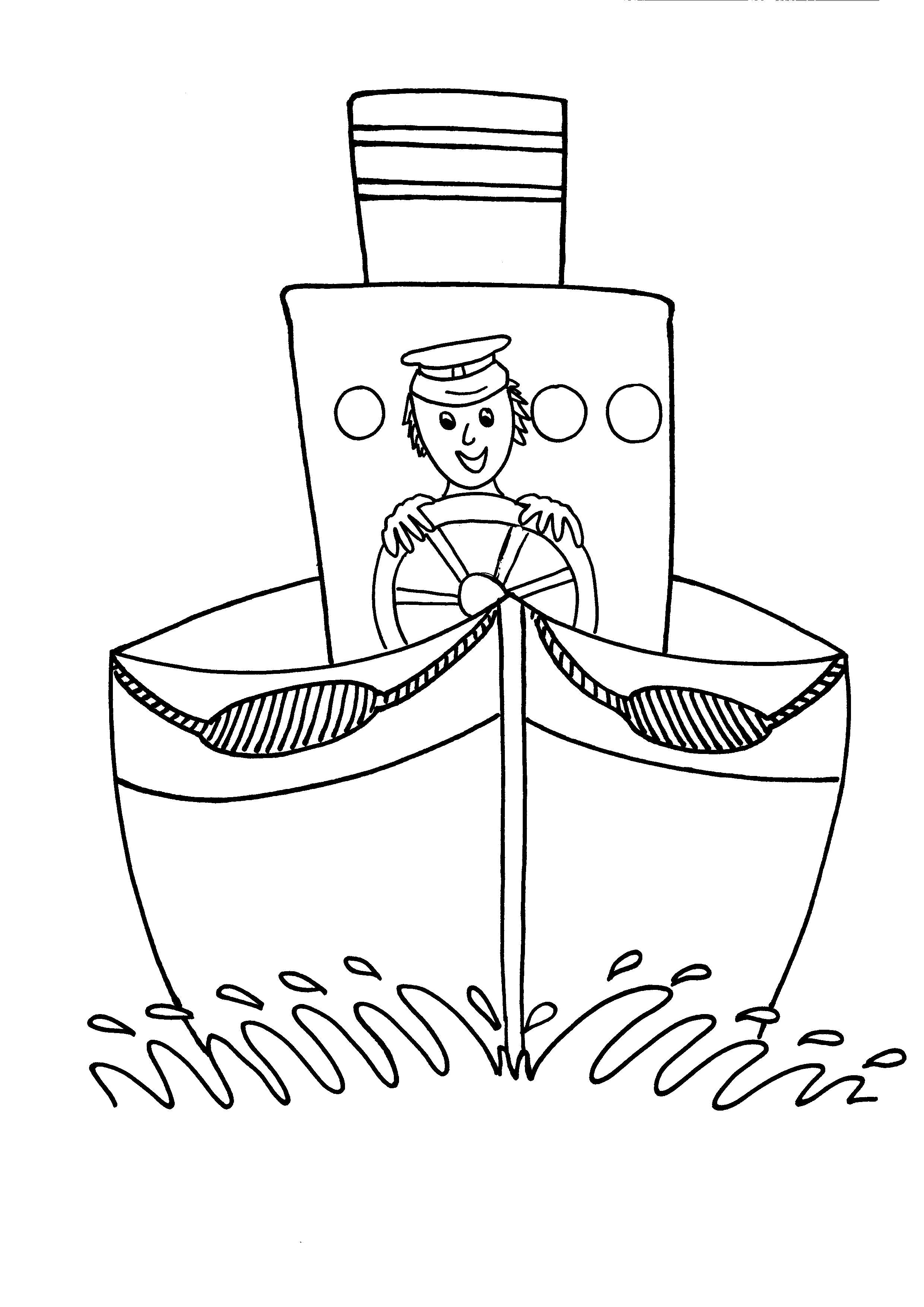 Раскраска кораблик с моряком