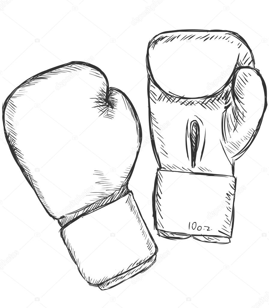 Боксерские перчатки карандашом