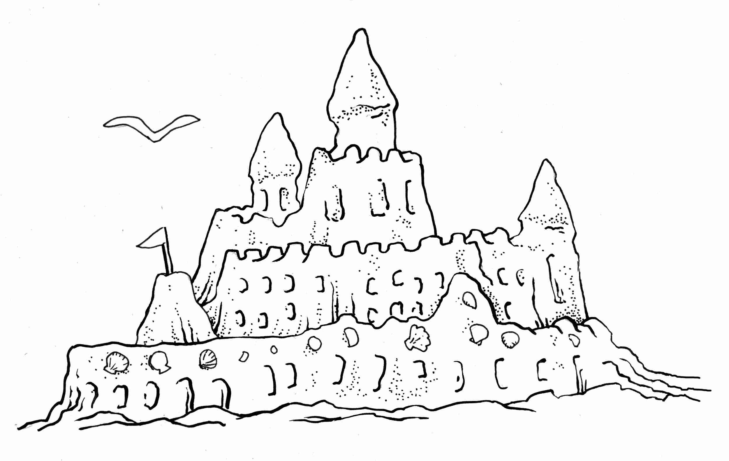 Песочный замок раскраска