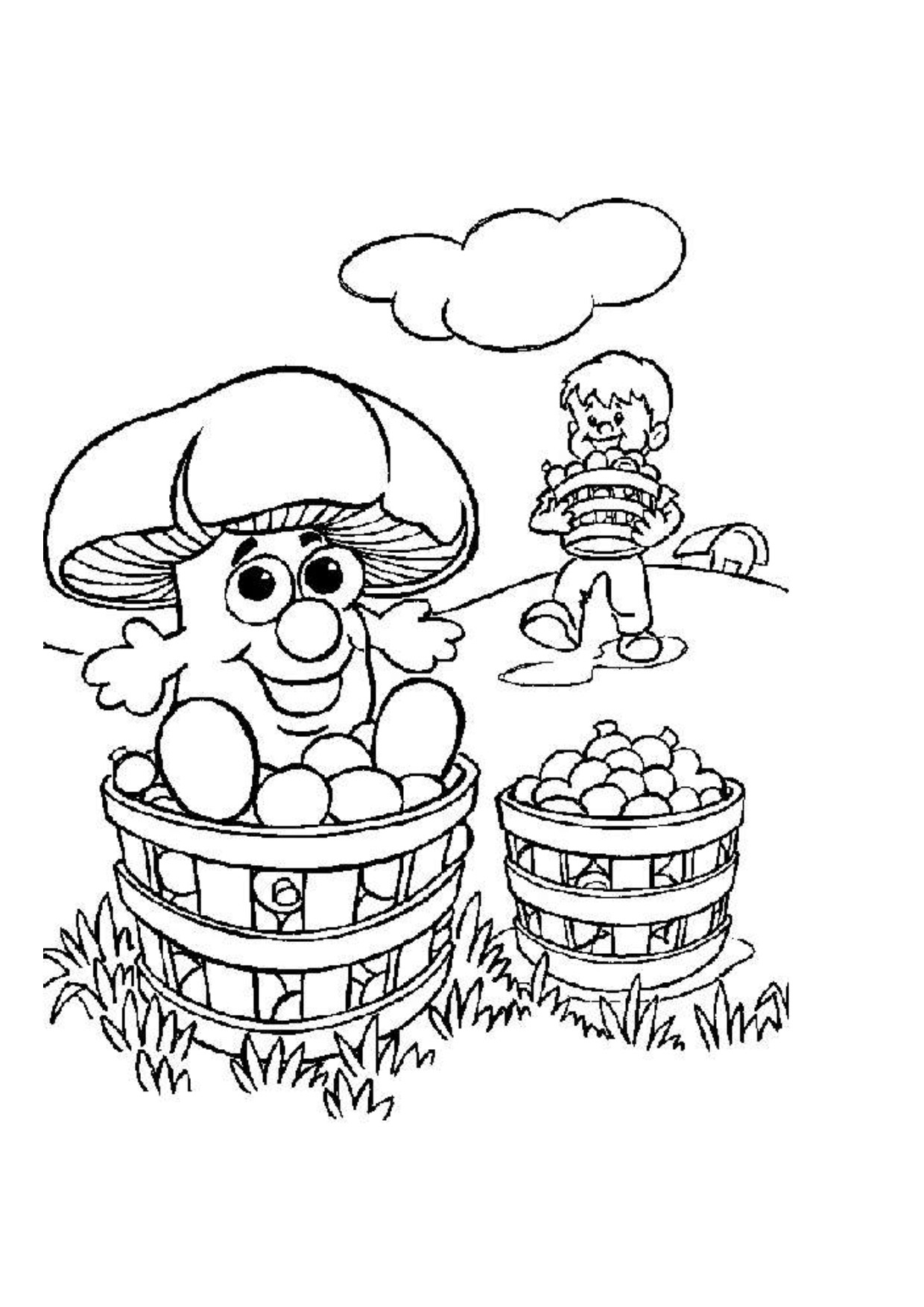 Сбор грибов раскраски для детей