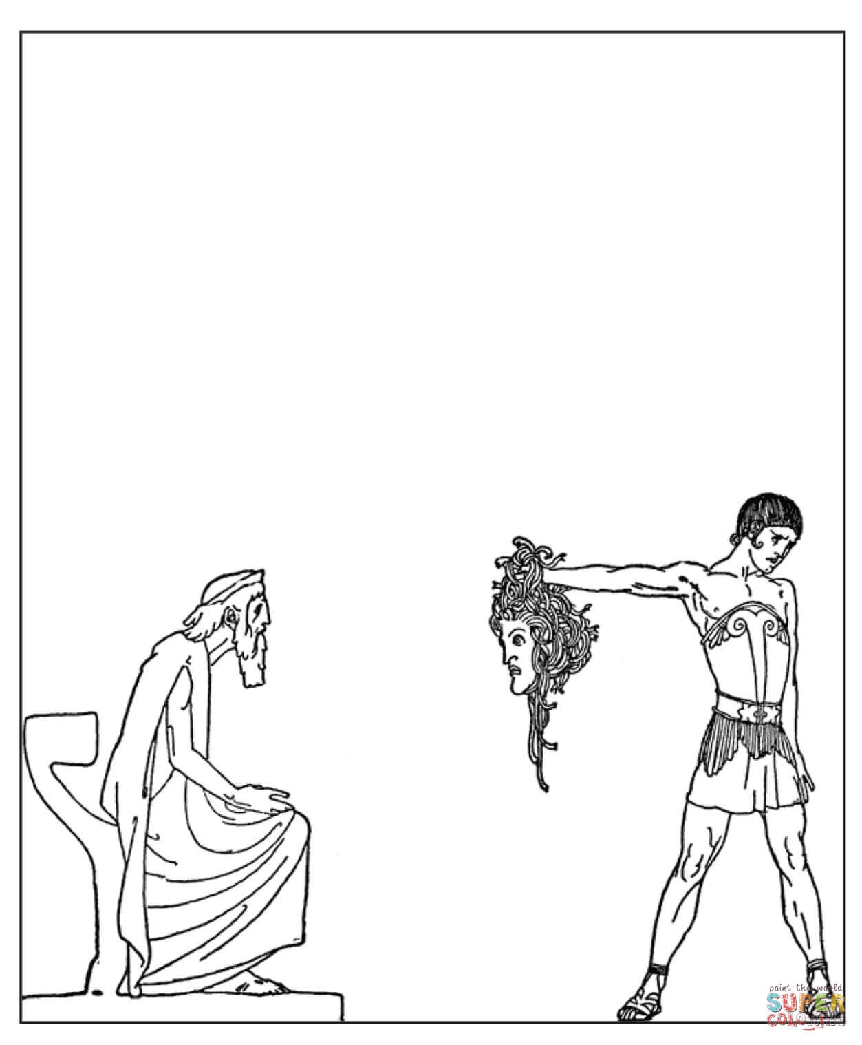 Персей и медуза Горгона раскраска