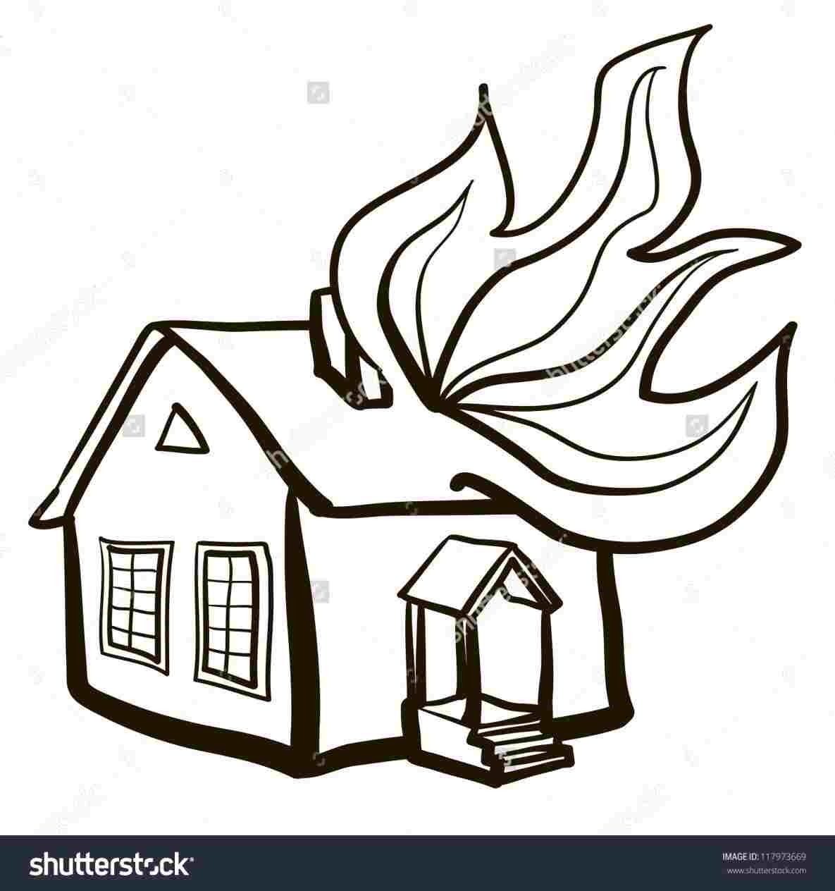 Раскраска пожар в доме для детей