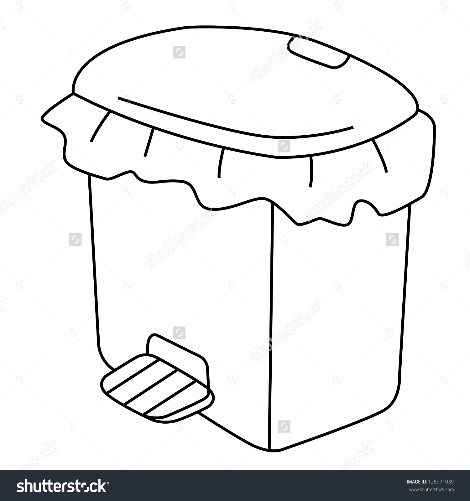 Black and White Clipart rubbish bin