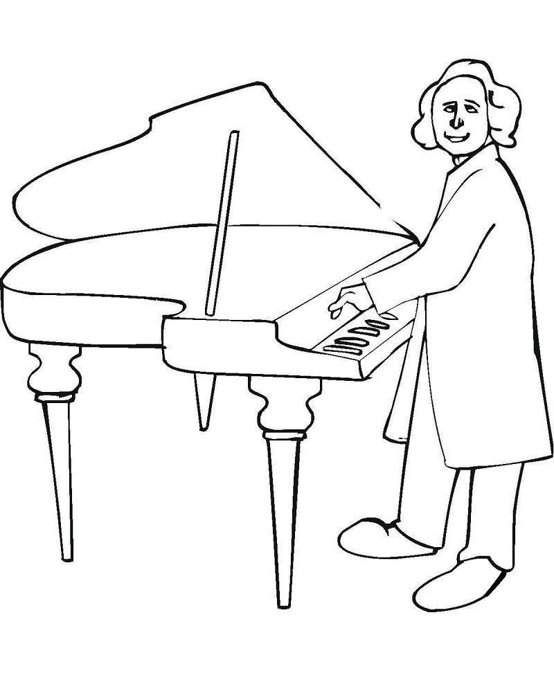 Пианист раскраска для детей