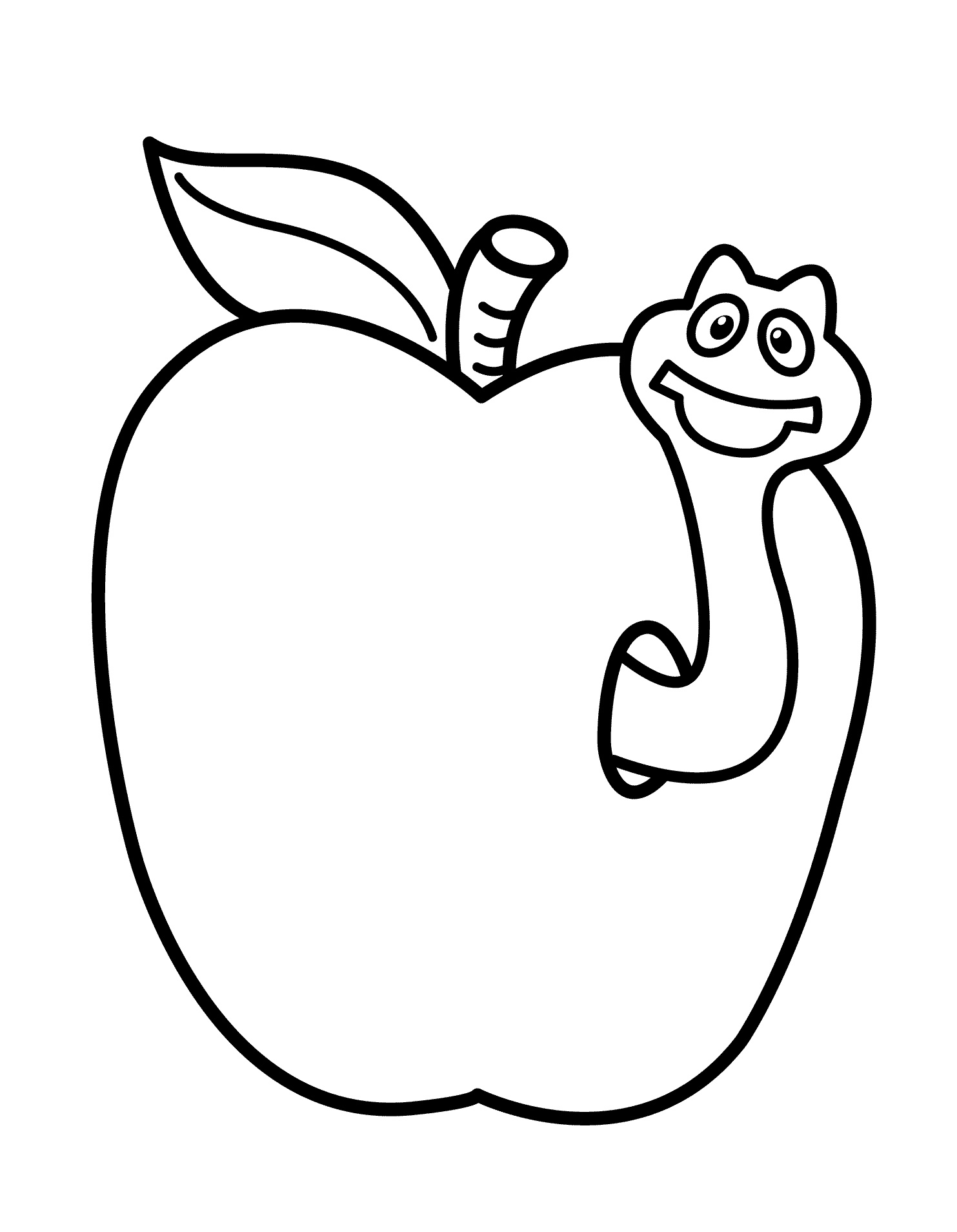 Яблоко с червяком раскраска для детей