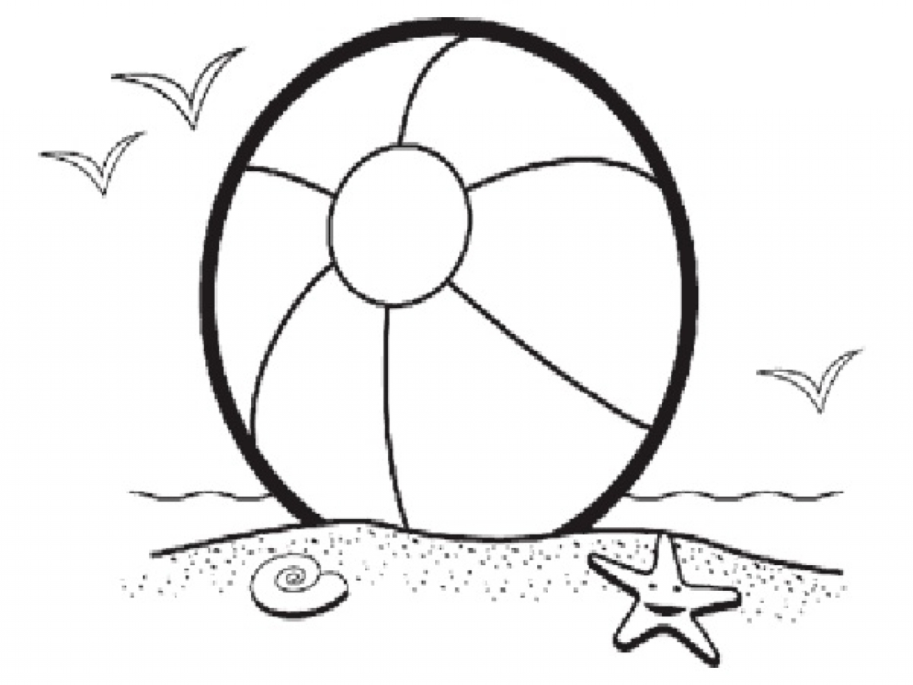 Мяч на пляже раскраска