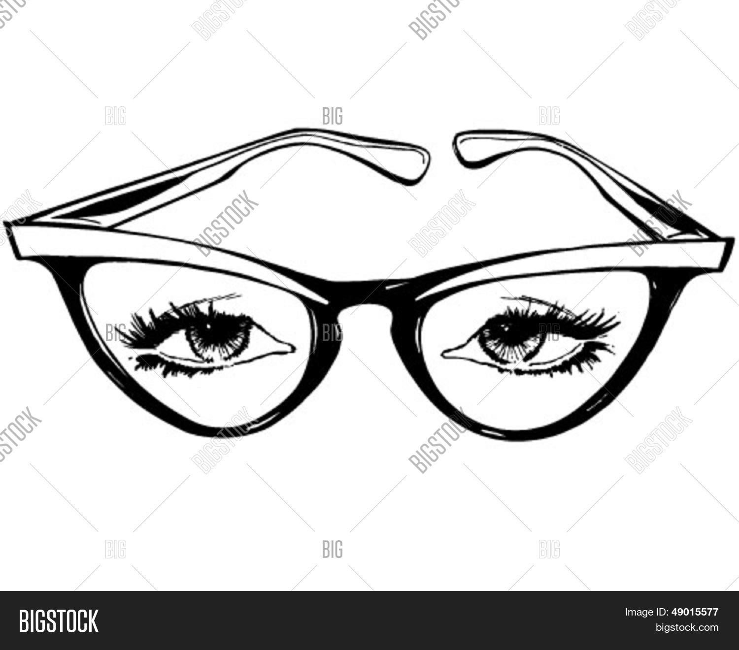 Женщина в очках черно белый рисунок