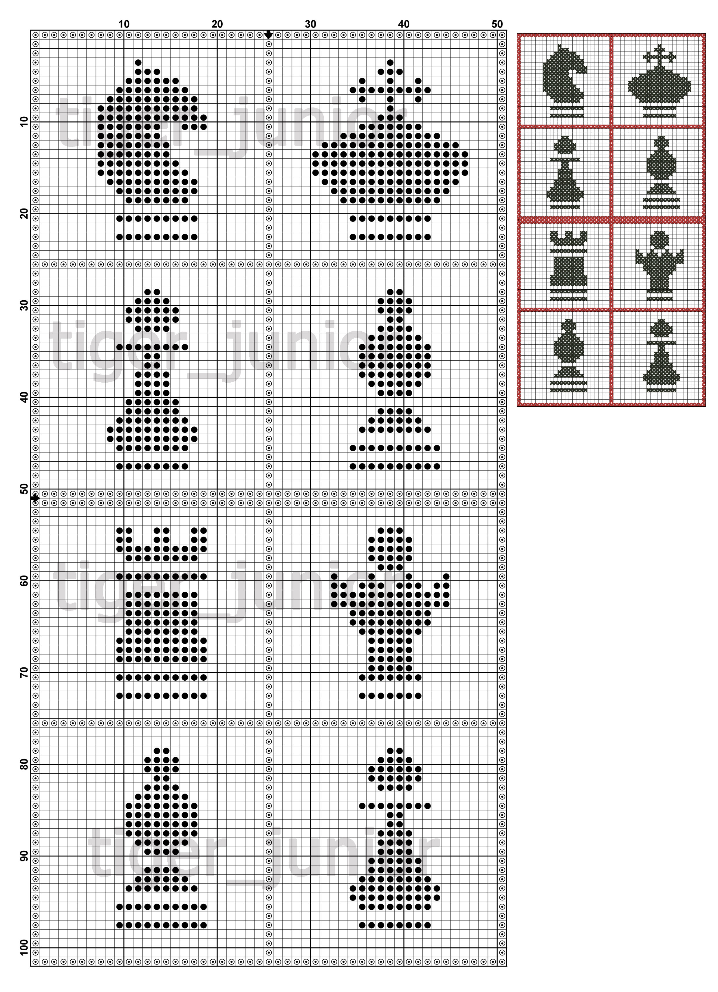 Схемы шахматных фигур для вывязывания