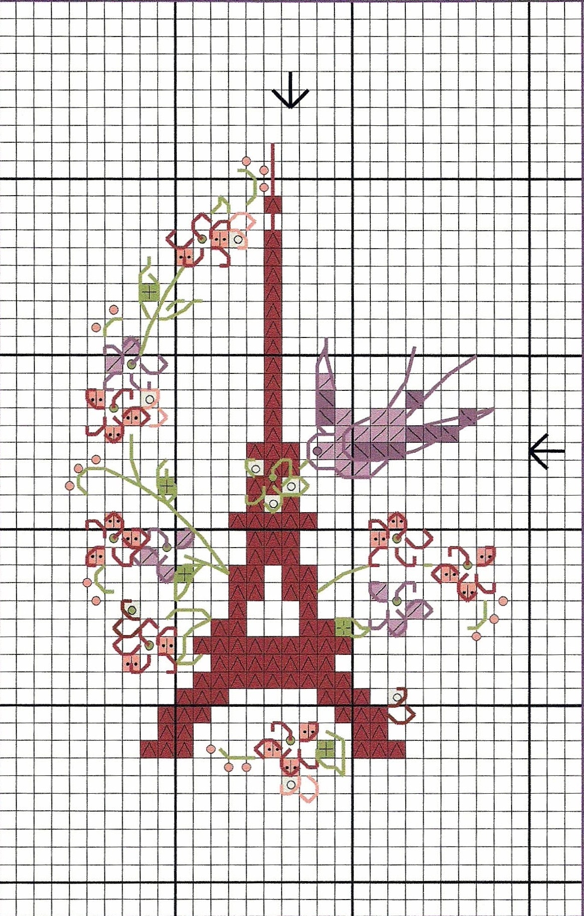 Схема вышивки крестом Эйфелева башня