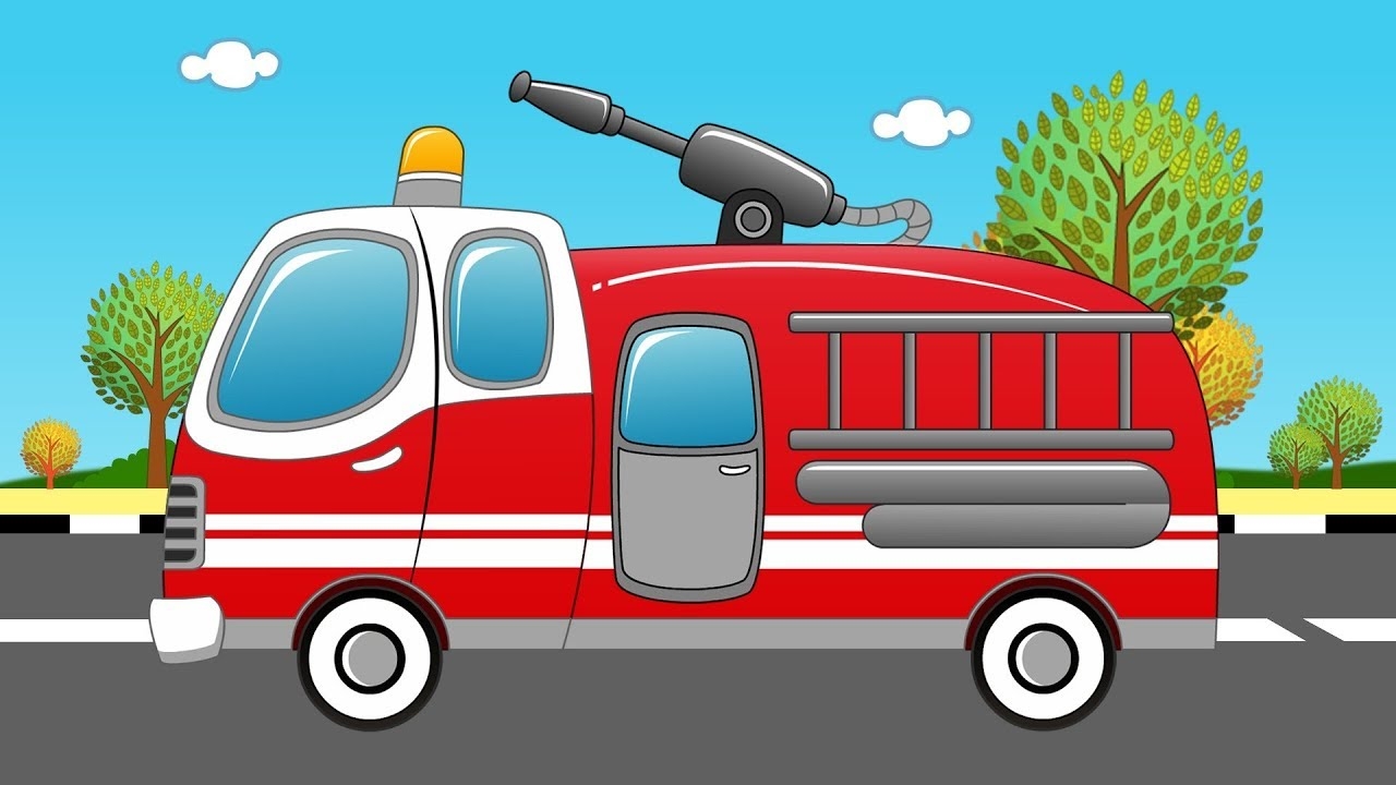 Пожарный автомобиль мультяшный