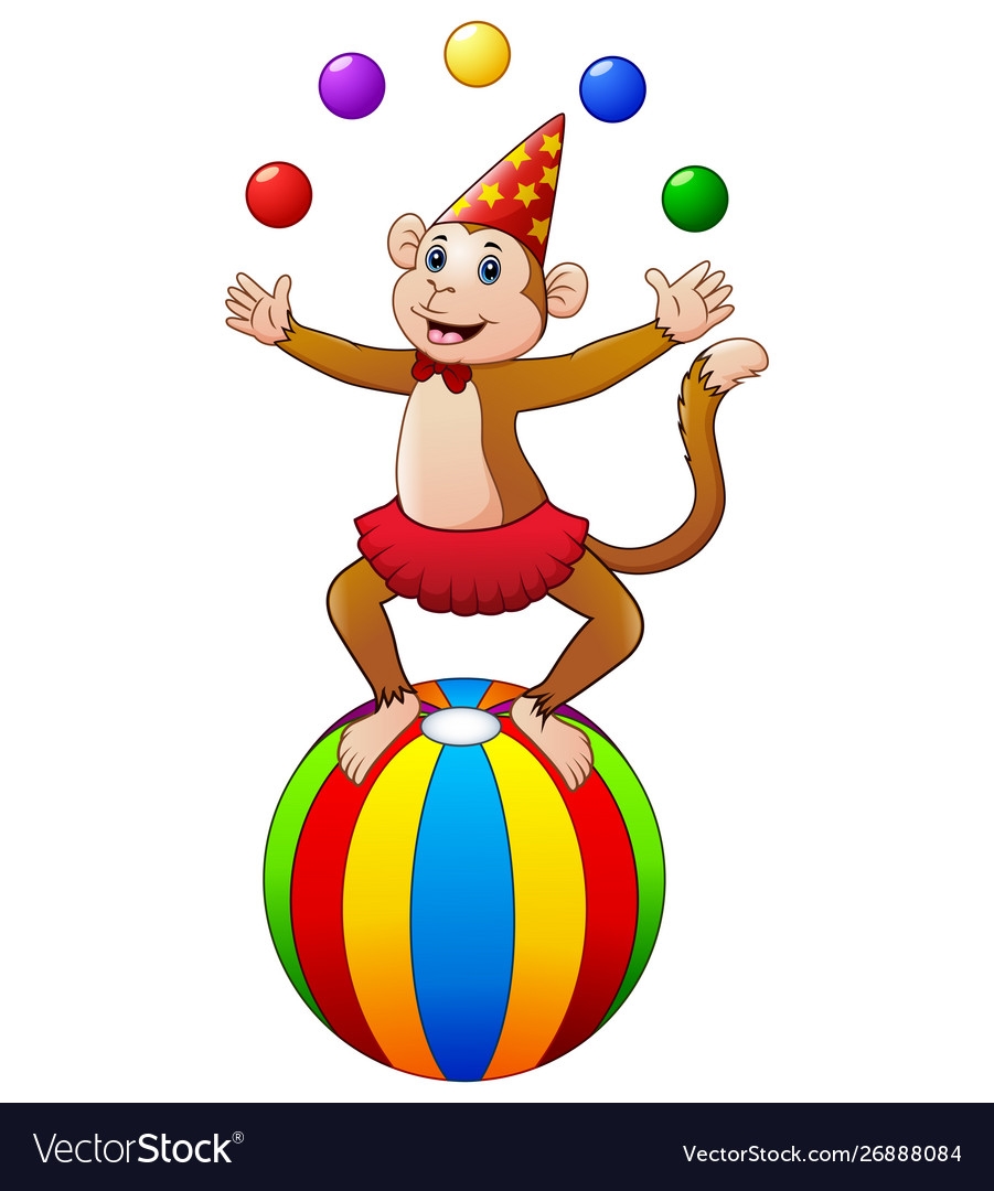 Цирковая обезьянка жонглер