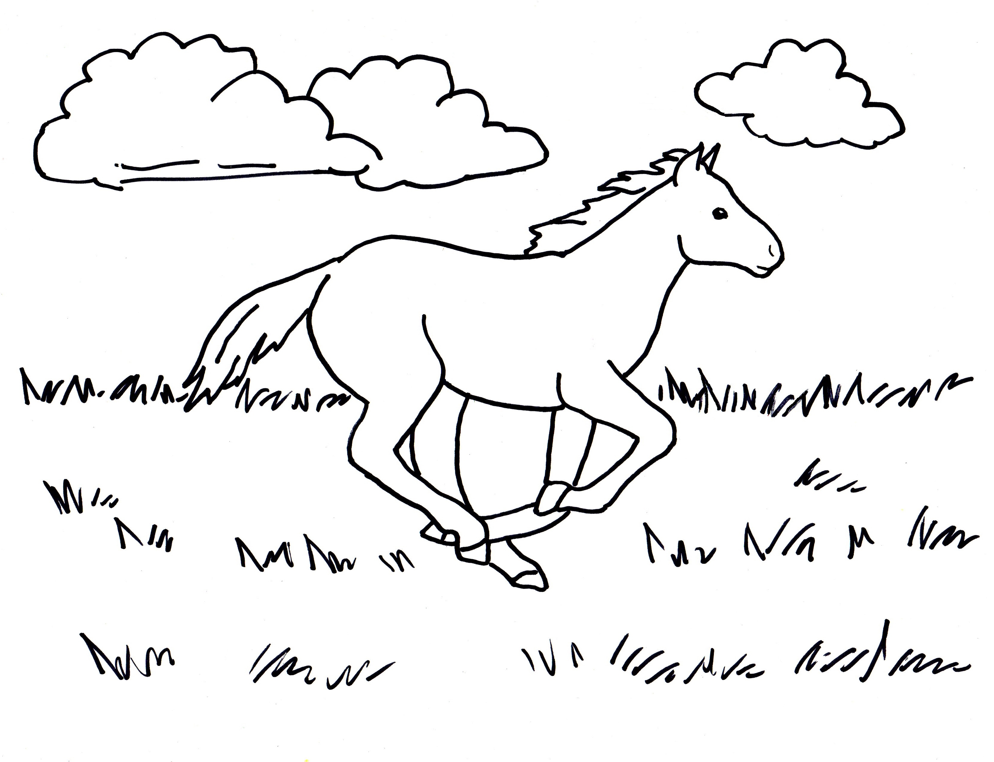 Лошадка бежит раскраска