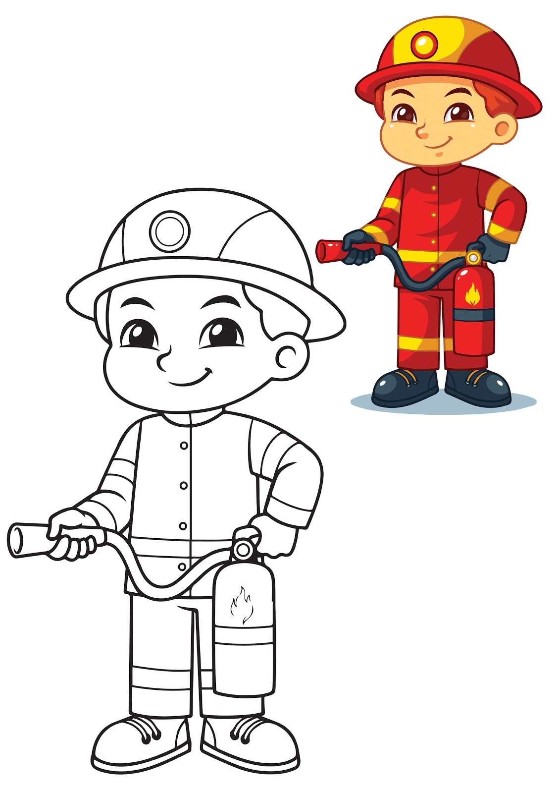 Трафарет пожарного для детей