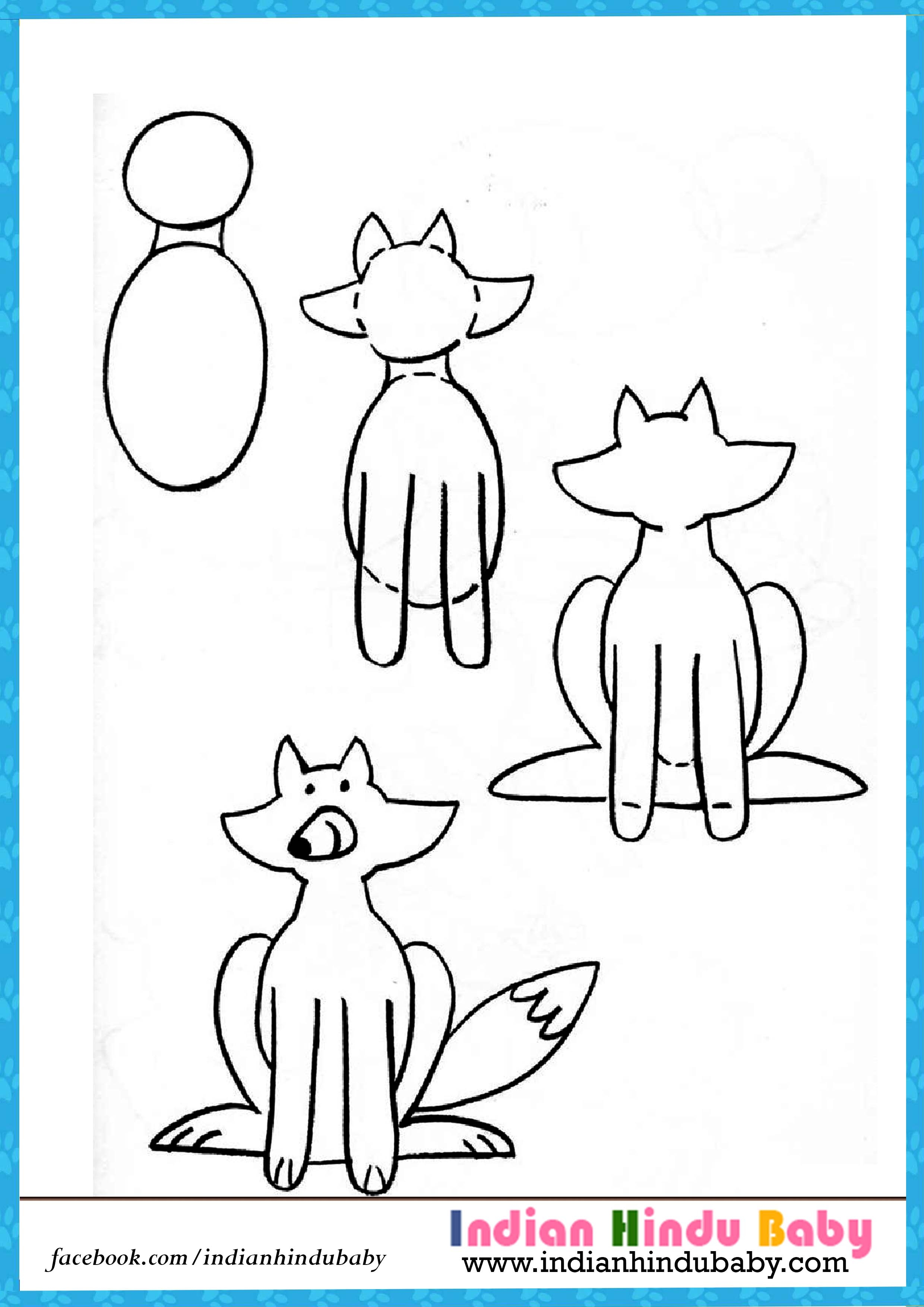 Поэтапное рисование лиса для дошкольников