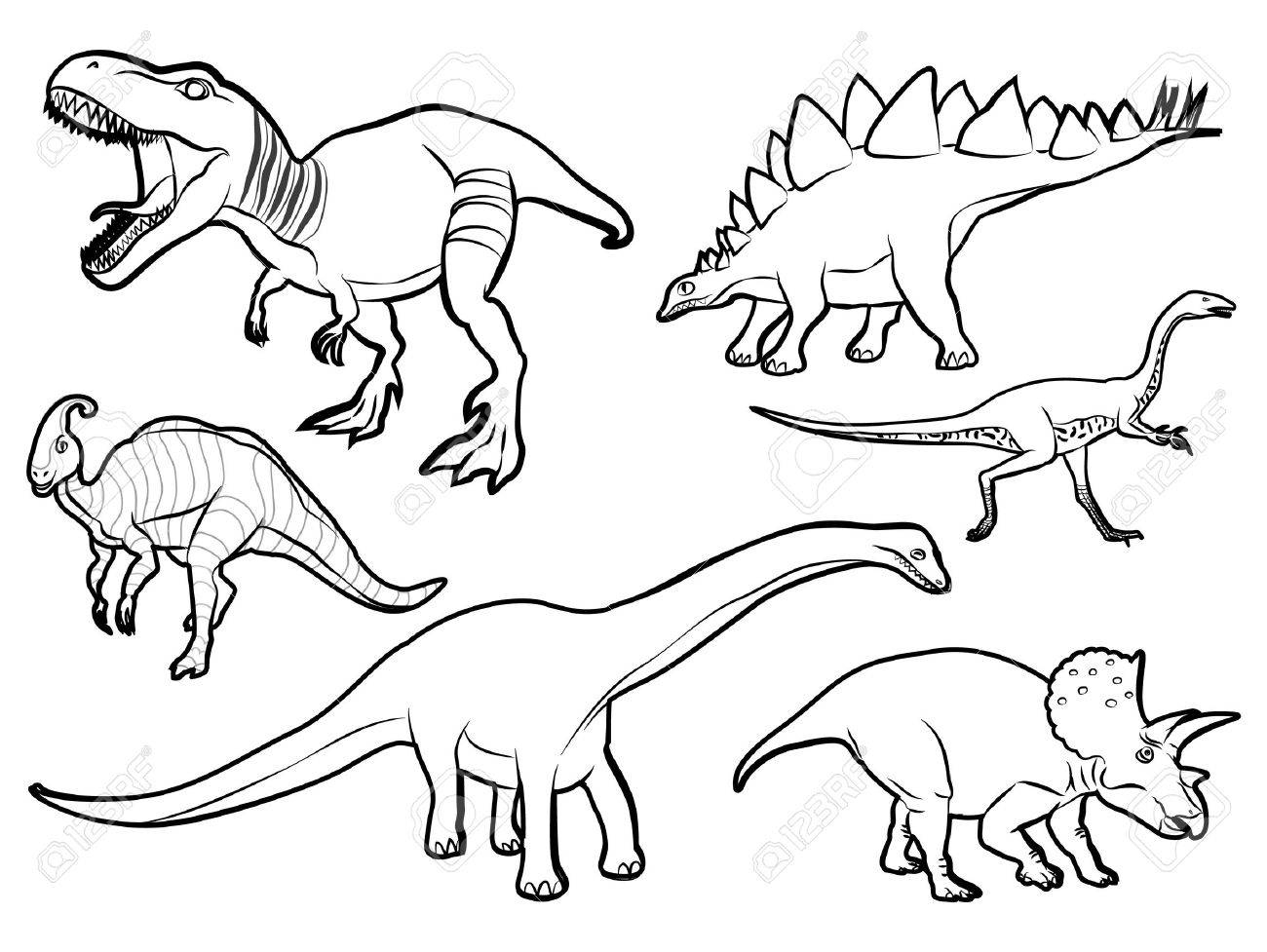 Динозавры разные чб