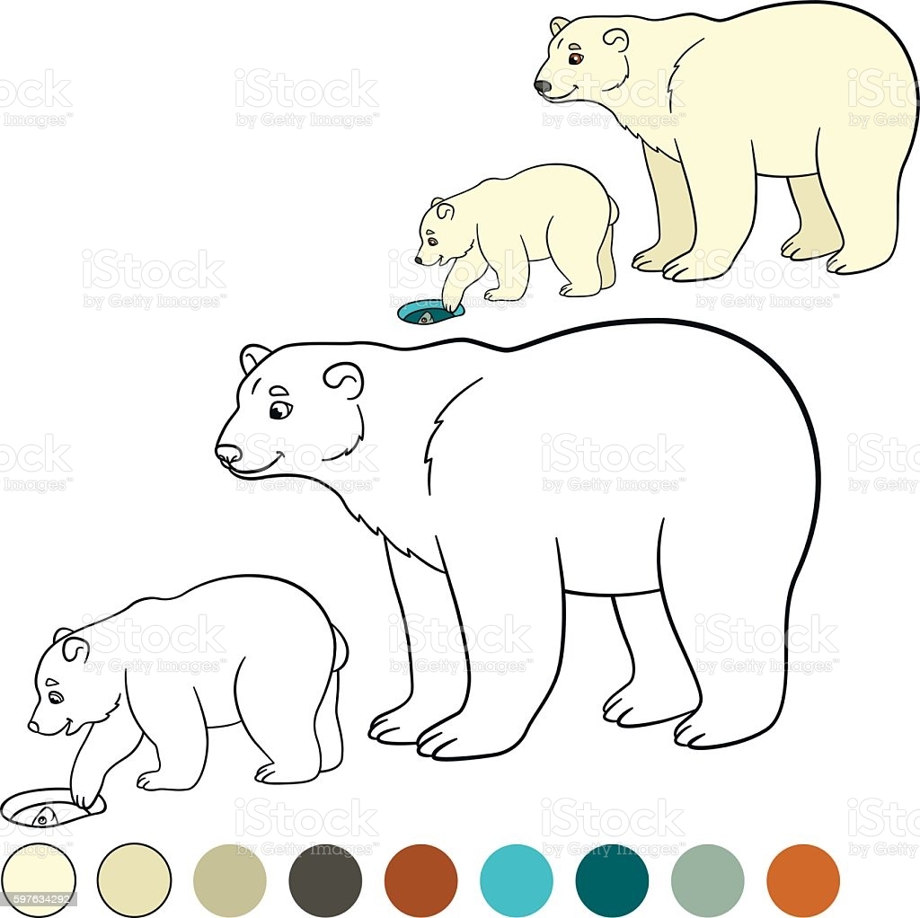 Рисунки детей белого медведя с детенышем