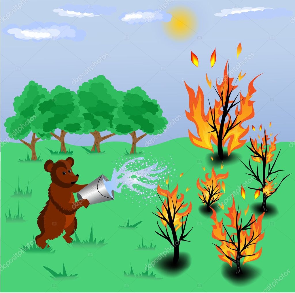 Пожар в лесу мультяшный